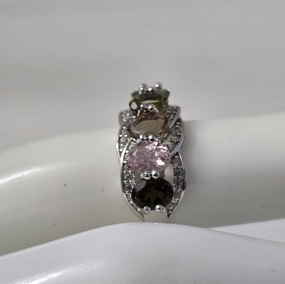 Sterling Silver 925 Elegant Multi-Color Tourmaline Silver Ring - Picture 7 of 9
